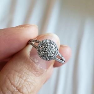 14k diamond halo ring